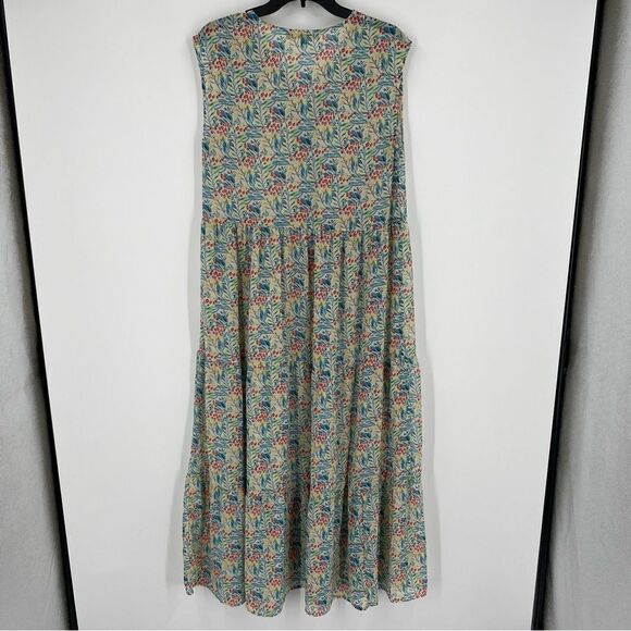 America & Beyond Women’s Sleeveless Cage V Neck Floral Sheer Maxi Dress size M - Picture 4 of 4